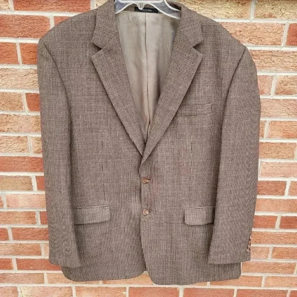 Lauren Ralph Lauren Brown Blazer Sport Coat Men's Size 46L 100% Lambs Wool